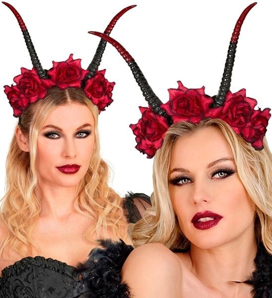 Halloween Haarband Zwart Rood Duivel Bloem van Widmann koop je bij Partywinkel
