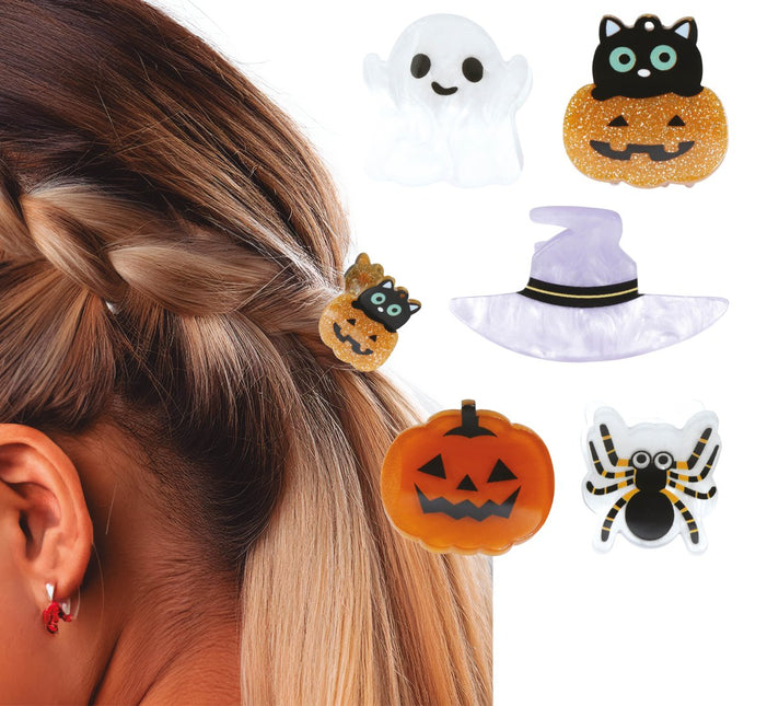 Halloween Haarclip Pompoen En Spook 5st van Fiestas Guirca koop je bij Partywinkel
