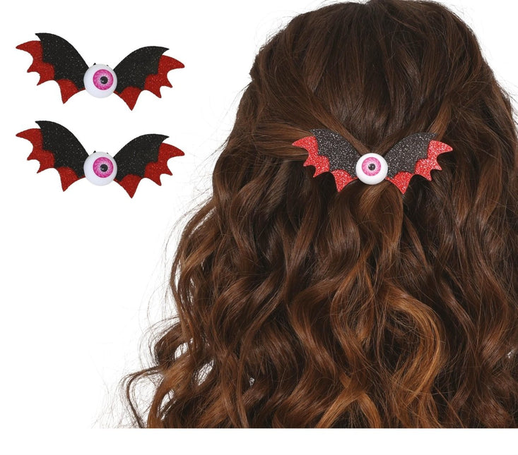 Halloween Haarclip Vleermuis 10cm 2st van Fiestas Guirca koop je bij Partywinkel