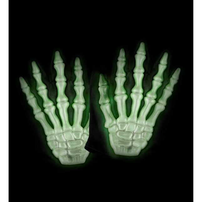 Halloween Handschoenen Zwart Wit Skelet van Widmann koop je bij Partywinkel