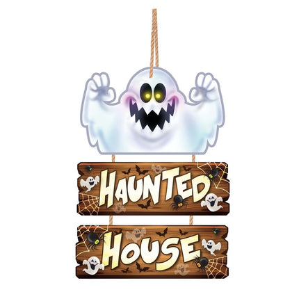 Halloween Deurbord Haunted House 32cm van Fiestas Guirca koop je bij Partywinkel