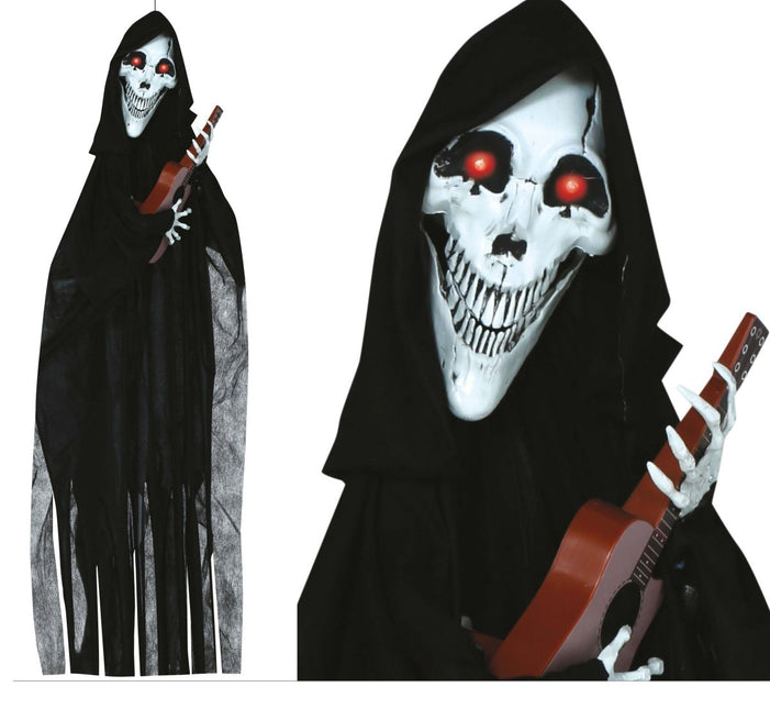 Halloween Pop Skelet Met Gitaar 1,2m van Fiestas Guirca koop je bij Partywinkel