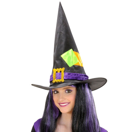 Halloween Heksenhoed Gekleurd van Widmann koop je bij Partywinkel