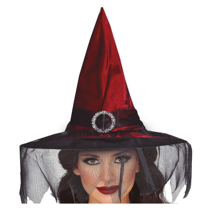 Halloween Heksenhoed Met Sluier van Fiestas Guirca koop je bij Partywinkel