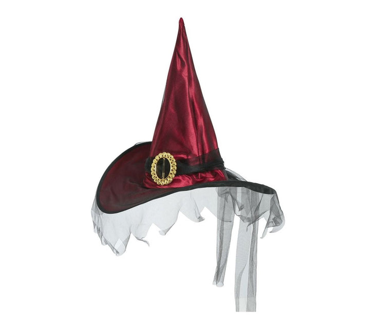 Halloween Heksenhoed Sluier Rood van Fiestas Guirca koop je bij Partywinkel