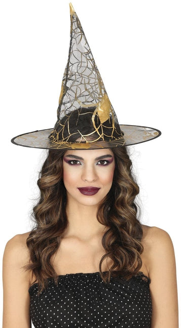 Halloween Heksenhoed Zwart Goud van Fiestas Guirca koop je bij Partywinkel