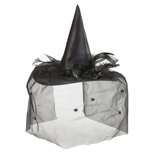 Halloween Heksenhoed Zwart Sluier van Widmann koop je bij Partywinkel