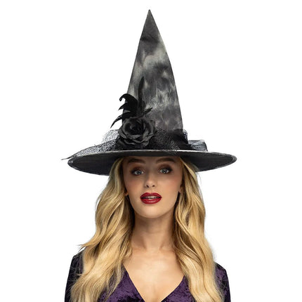Halloween Heksenhoed Zwart Wit van Boland koop je bij Partywinkel