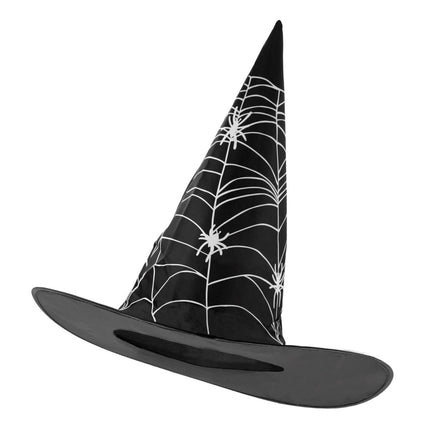 Halloween Heksenhoed Zwart Wit Spinnenweb van Widmann koop je bij Partywinkel