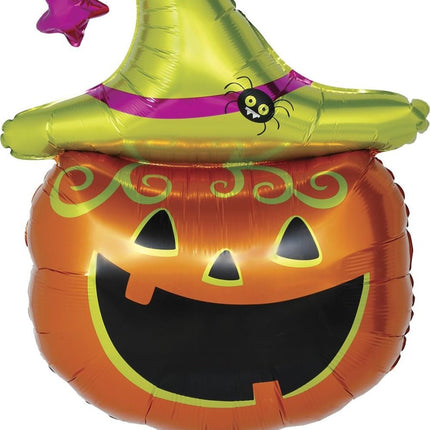 Halloween Helium Ballon Groen Oranje Pompoen Leeg 70cm van Fiestas Guirca koop je bij Partywinkel