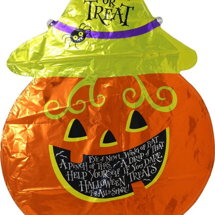 Halloween Helium Ballon Groen Oranje Pompoen Leeg 70cm van Fiestas Guirca koop je bij Partywinkel