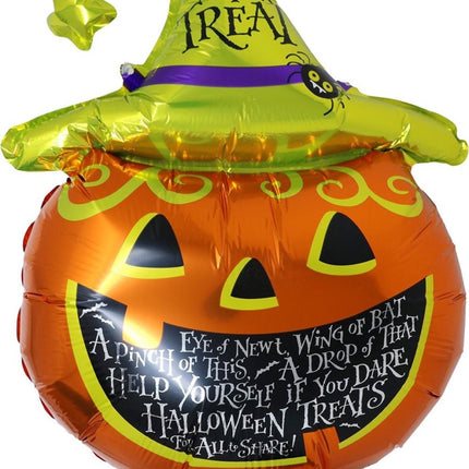 Halloween Helium Ballon Groen Oranje Pompoen Leeg 70cm van Fiestas Guirca koop je bij Partywinkel