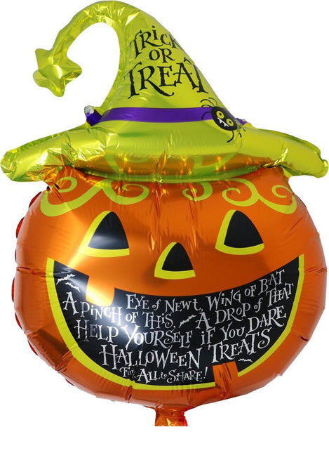 Halloween Helium Ballon Groen Oranje Pompoen Leeg 70cm van Fiestas Guirca koop je bij Partywinkel