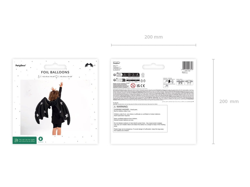 Halloween Helium Ballon Zwart Vleermuis Leeg 85cm van Partydeco koop je bij Partywinkel