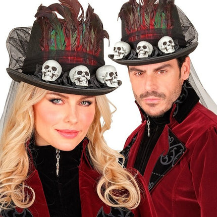 Halloween Hoed Hoog Met Schedels van Widmann koop je bij Partywinkel