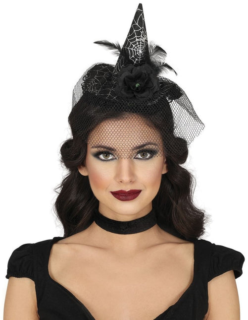 Halloween Hoofdband Heksenhoed Met Sluier van Fiestas Guirca koop je bij Partywinkel