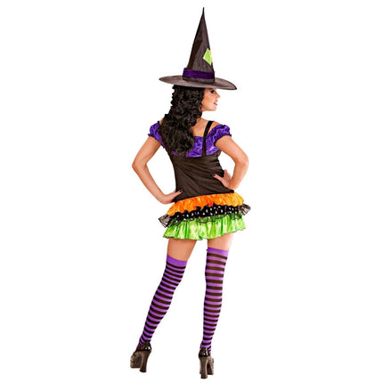 Halloween Jurk Gekleurd Dames Heks Glamour van Widmann koop je bij Partywinkel
