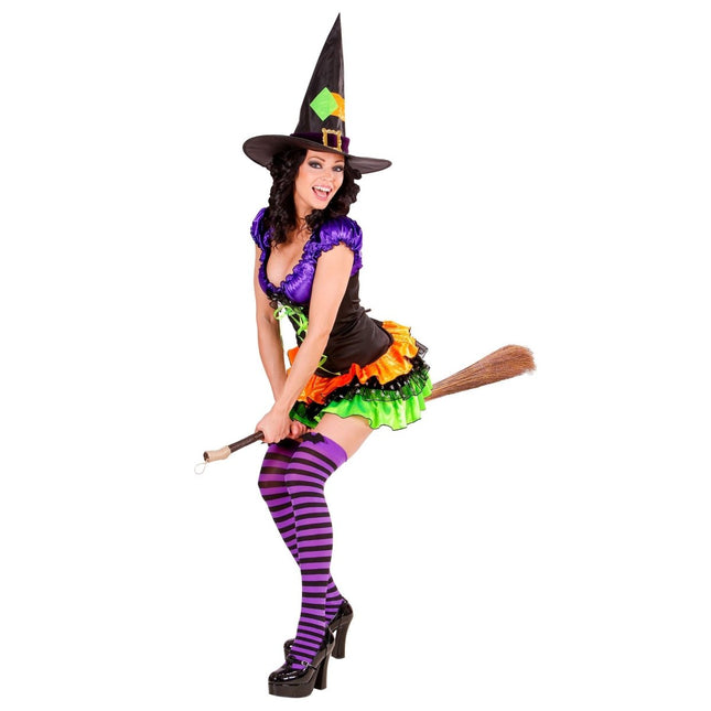 Halloween Jurk Gekleurd Dames Heks Glamour van Widmann koop je bij Partywinkel