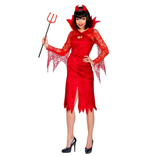 Halloween Jurk Rood Dames Duivel 2 delig van Widmann koop je bij Partywinkel