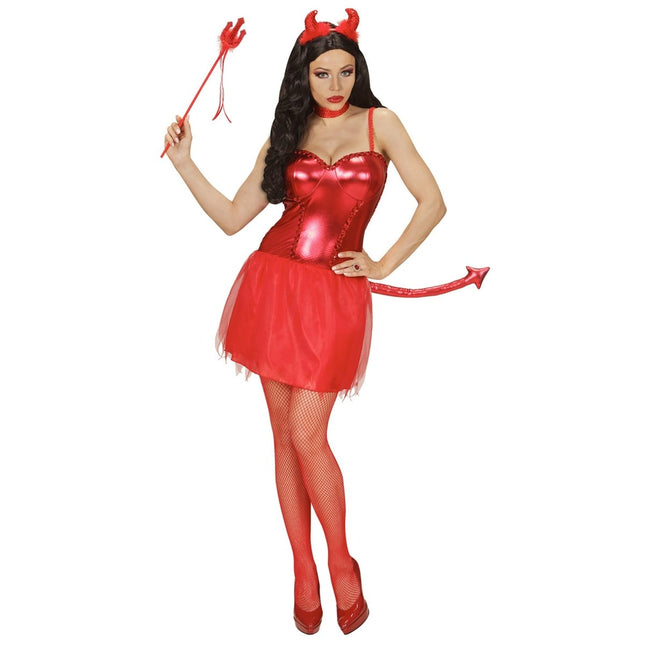 Halloween Jurk Rood Dames Duivel 3 delig van Widmann koop je bij Partywinkel