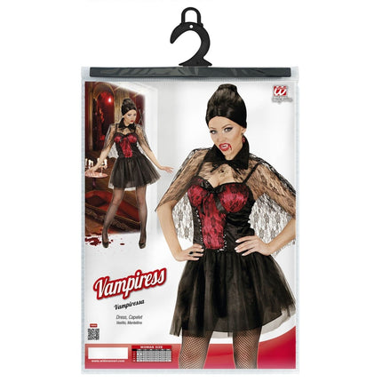Halloween Jurk Rood Zwart Dames Vamoier Kort van Widmann koop je bij Partywinkel