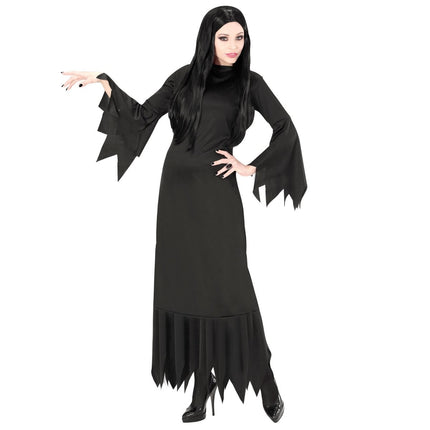Halloween Jurk Zwart Dames Mortisia Lang van Widmann koop je bij Partywinkel