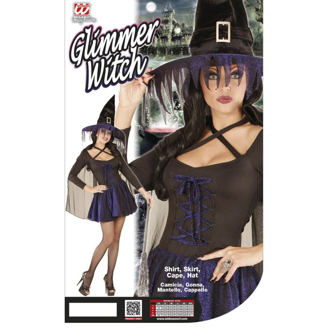 Halloween Jurk Zwart Paars Heks van Widmann koop je bij Partywinkel