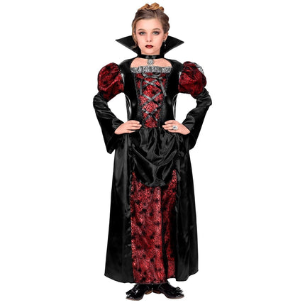Halloween Jurk Zwart Rood Meisje Vampier van Widmann koop je bij Partywinkel