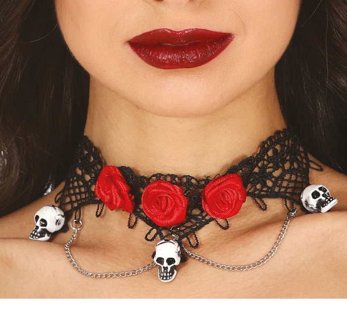 Halloween Ketting Doodshoofd Rozen van Fiestas Guirca koop je bij Partywinkel