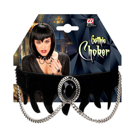 Halloween Ketting Fluweel Met Edelsteen van Widmann koop je bij Partywinkel