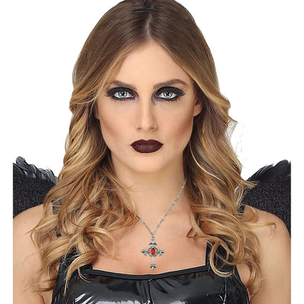 Halloween Ketting Kruis Met Steen van Widmann koop je bij Partywinkel