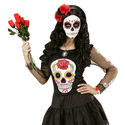 Halloween Ketting Schedel En Roos van Widmann koop je bij Partywinkel