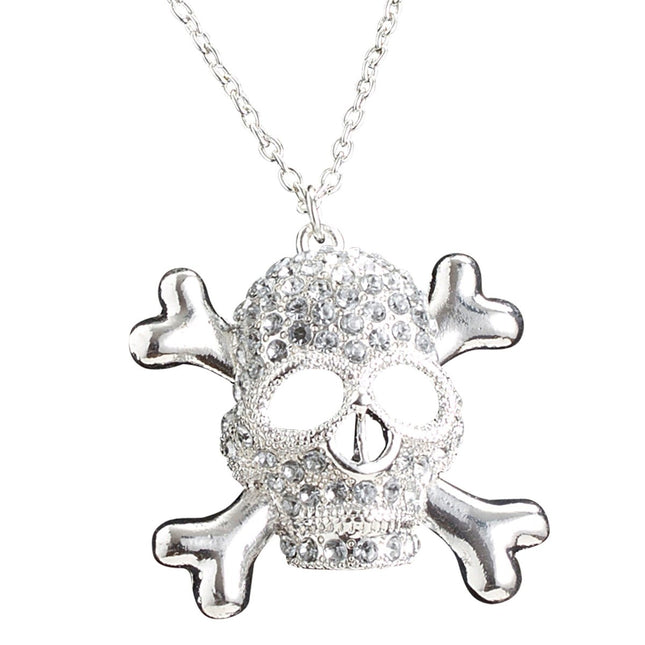 Halloween Ketting Schedel Met Diamanten van Widmann koop je bij Partywinkel