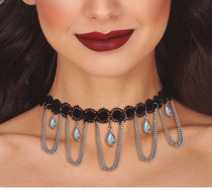 Halloween Ketting Zilver Choker van Fiestas Guirca koop je bij Partywinkel