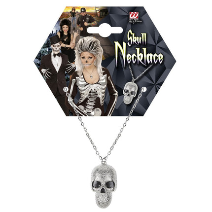 Halloween Ketting Zilver Doodshoofd van Widmann koop je bij Partywinkel