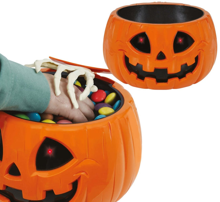 Halloween Kom Pompoen Licht, Geluid En Beweging 15cm van Fiestas Guirca koop je bij Partywinkel