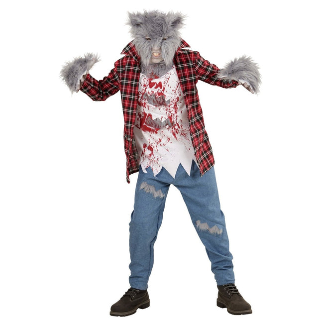 Halloween Kostuum Rood Blauw Kind Weerwolf van Widmann koop je bij Partywinkel
