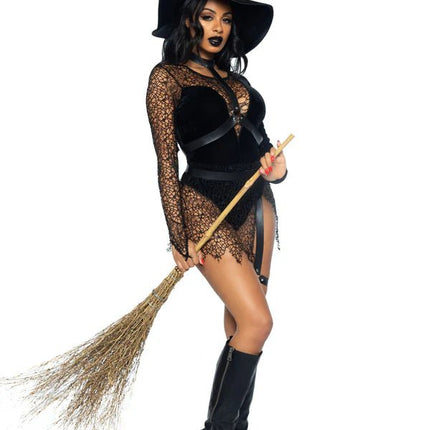 Halloween Kostuum Zwart Dames Bodysuit Tovenares Leg Avenue van Leg Avenue koop je bij Partywinkel