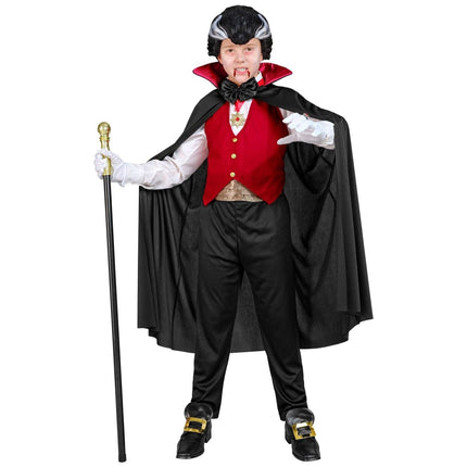Halloween Kostuum Zwart Rood Kind Vampier 5 delig van Widmann koop je bij Partywinkel