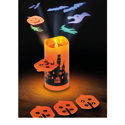 Halloween Led Projector Oranje Kaars 16cm van Fiestas Guirca koop je bij Partywinkel