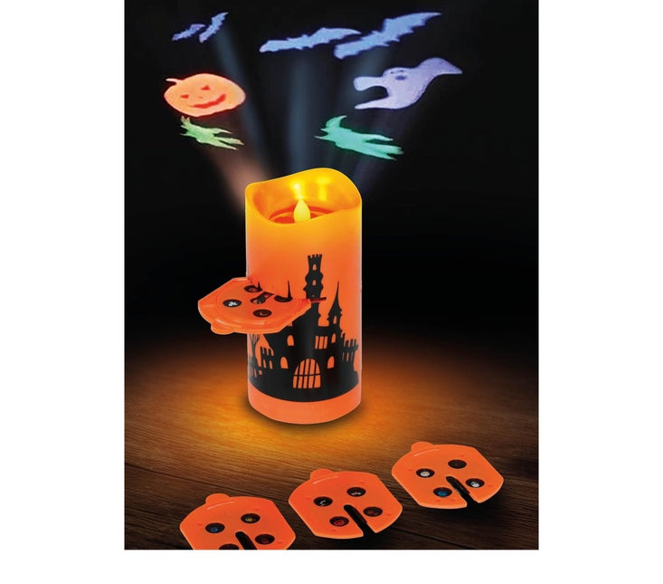 Halloween Led Projector Oranje Kaars 16cm van Fiestas Guirca koop je bij Partywinkel