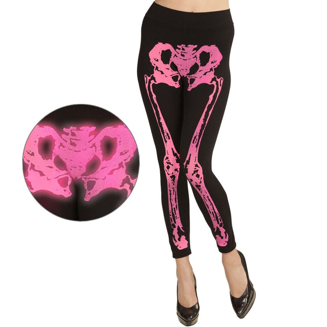 Halloween Legging Roze Skelet van Widmann koop je bij Partywinkel