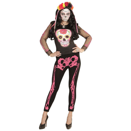Halloween Legging Roze Skelet van Widmann koop je bij Partywinkel