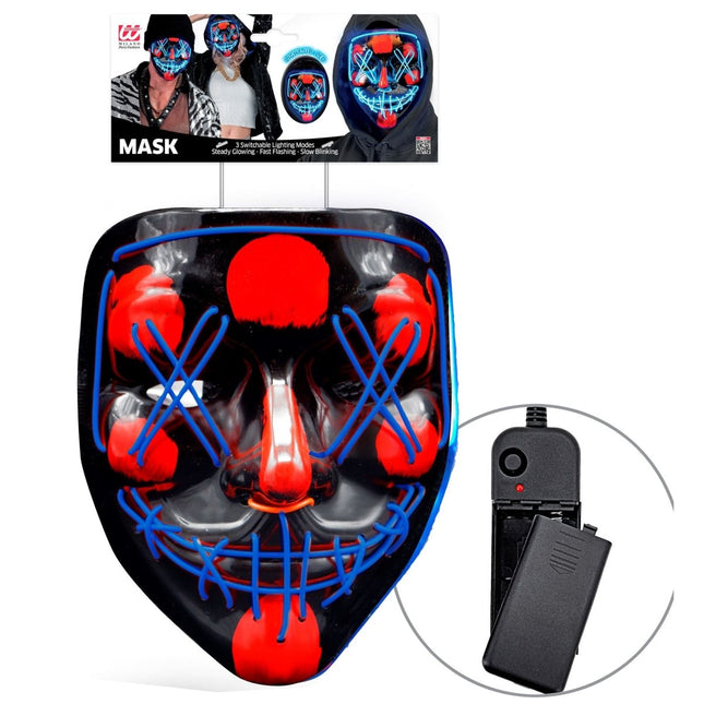 Halloween Masker Blauw Met Licht van Widmann koop je bij Partywinkel
