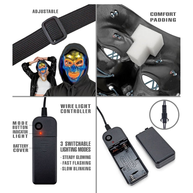 Halloween Masker Gekleurd Schedel Met Licht van Widmann koop je bij Partywinkel