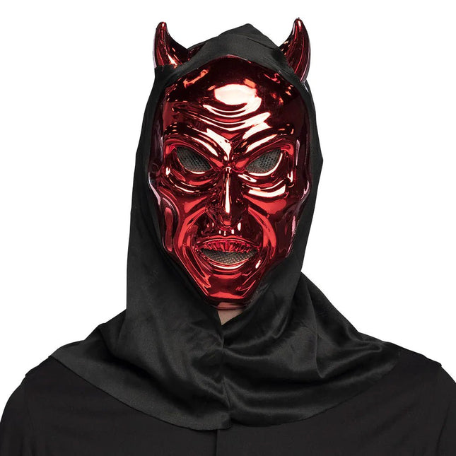 Halloween Masker Rood Duivel Met Kap van Boland koop je bij Partywinkel