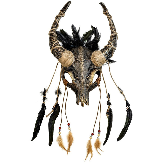 Halloween Masker Schedel Met Veren van Widmann koop je bij Partywinkel