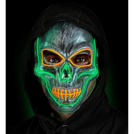 Halloween Masker Zilver Schedel Met Licht van Widmann koop je bij Partywinkel