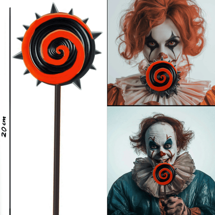 Halloween Nep Lolly Zwart Oranje 20cm van Fiestas Guirca koop je bij Partywinkel