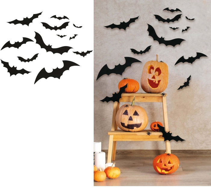 Halloween Muurstickers Nep Vleermuis 12st van Fiestas Guirca koop je bij Partywinkel